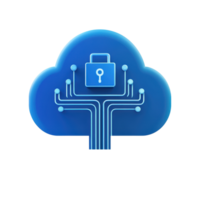 A blue cloud icon featuring a lock symbol, representing security and data protection in cloud computing. png