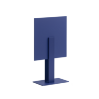 A sleek, modern blue metal sign stand with rectangular base and vertical support, perfect for displaying information in professional setting png