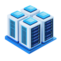 A cluster of server racks featuring blue accents and multiple storage units designed for data management and processing. png