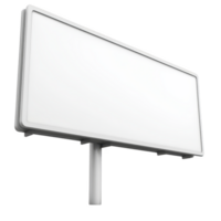 A large, blank white billboard stands on single pole, ready for advertising. minimalist design and clean surface make it ideal for displaying various promotional content png