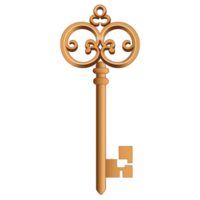 An ornate, vintage style golden key with intricate scrollwork design, symbolizing mystery and elegance. key detailed craftsmanship evokes sense of history and charm png