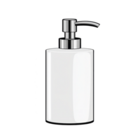 A sleek, minimalist white pump bottle with silver dispenser, ideal for dispensing liquid soap or lotion, stands against plain background. design is modern and functional png