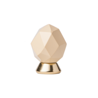 A geometric, faceted, peach colored object with metallic base, resembling modern decorative piece, stands against plain background. Its angular design adds contemporary touch png