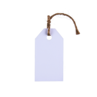 A blank white paper tag with brown string is isolated on transparency background, perfect for labeling or pricing items. simplicity and clean design make it versatile for various uses png