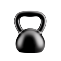A shiny black kettlebell with smooth surface and sturdy handle, perfect for strength training and fitness exercises. kettlebell sleek design is ideal for home or gym workouts png