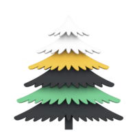 A stylized, colorful Christmas tree illustration features layered branches in white, yellow, black, green, and dark green, creating festive and modern design png