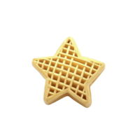 A star shaped waffle with golden brown color and grid pattern is isolated on transparency background, showcasing its texture and inviting appearance png