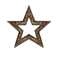 An ornate star with intricate golden patterns on transparent background, showcasing elegance and sophistication. design features swirling motifs, adding touch of luxury and artistic flair png