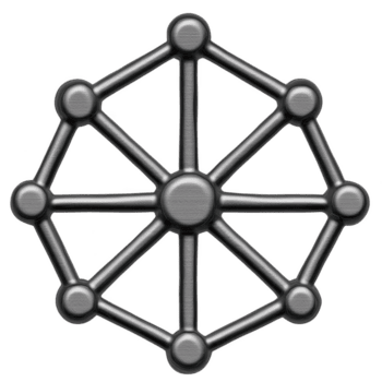 un' metallico geometrico design Caratteristiche interconnesso nodi e linee, formatura simmetrico Rete modello. struttura somiglia ragnatela o molecolare modello, in mostra moderno e industriale estetico png