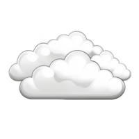 A cartoon illustration of fluffy white clouds with glossy appearance, set against transparent background. clouds are layered, creating sense of depth and softness png