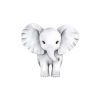 A cute baby elephant illustration with large ears and gentle expression, set against plain background. artwork captures charm and innocence of animal png