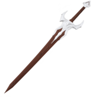 A fantasy sword with sleek, brown blade and ornate white hilt, designed for epic battles and heroic adventures. intricate details evoke sense of power and elegance png