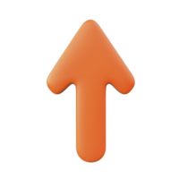 An orange 3D arrow pointing upwards, symbolizing direction or progress. arrow has smooth, rounded design, often used in digital interfaces to indicate upward movement or increase png
