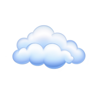 A fluffy white cloud illustration with soft blue gradient, symbolizing calm and tranquility. cloud appears puffy and light, floating against transparent background png