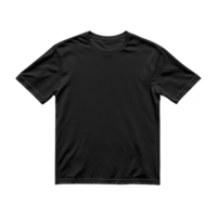 A plain black t shirt is displayed against transparency background, showcasing its simple and classic design. short sleeved shirt is suitable for casual wear and can be paired with various outfits png