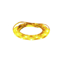 A coiled yellow LED strip light emits warm glow, perfect for decorative lighting and ambiance enhancement. flexible design allows for versatile placement in various settings png