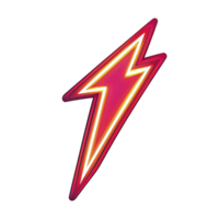 A vibrant red and yellow lightning bolt symbol with glowing effect, set against transparent background, conveys energy and power png