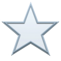 A white star with light blue outline is depicted against transparent background, symbolizing excellence or achievement. clean design and sharp edges give it modern and sleek appearance png