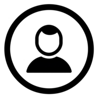 A This is simple black and white icon of person inside circle, often used to represent user profile or account png