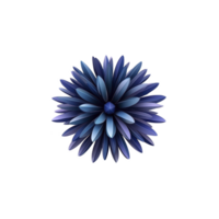 A vibrant, abstract 3D flower design with layered blue petals radiating from center, creating dynamic and symmetrical pattern. petals vary in shades, adding depth and visual interest png