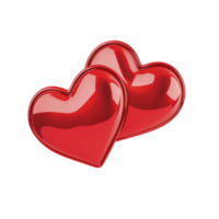 A Two shiny red hearts are placed side by side, symbolizing love and romance. glossy surface reflects light, adding vibrant and cheerful touch to image. Perfect for Valentine themes png