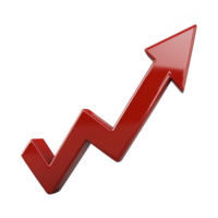 A red 3D arrow pointing upwards symbolizes growth, success, and progress. arrow zigzag shape adds dynamic and energetic feel, often used in business and financial contexts png