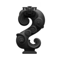 An ornate, black, decorative number two with intricate swirls and curls, resembling vintage or baroque style. design is elegant and artistic, suitable for creative projects png