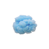 A fluffy, vibrant blue cloud like shape floats against plain background, resembling soft, cotton like texture. image evokes sense of calm and creativity png