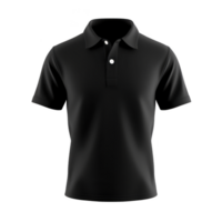 A black polo shirt with classic collar and short sleeves is displayed against transparency background, highlighting its simple and versatile design png