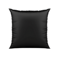 A black square pillow with smooth texture is shown against plain background, highlighting its sleek and modern design. pillow simplicity and elegance make it versatile decor piece png