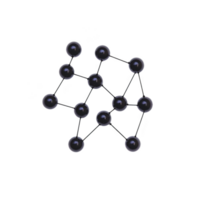 A 3D molecular structure model with interconnected spheres represents chemical compound, showcasing its atomic arrangement. spheres are connected by lines, indicating bonds png