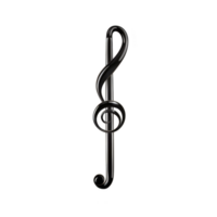 A sleek black treble clef symbol stands out against transparent background, representing music and melody. elegant design is perfect for musical themes and artistic projects png