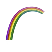 A vibrant, hand drawn rainbow with seven distinct colors arcs gracefully against plain background, symbolizing hope and diversity. colors blend seamlessly, creating cheerful and uplifting image png