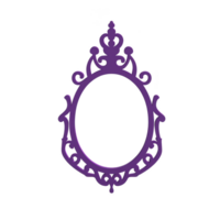 An ornate purple oval mirror frame with intricate scrollwork and decorative top adds elegance and sophistication to any space. vintage design evokes sense of classic charm png