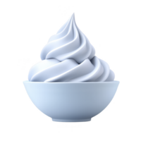 A swirl of creamy, soft serve ice cream sits in simple white bowl, showcasing its smooth texture and inviting appearance. dessert elegant curves create sense of indulgence png