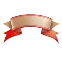A decorative red and beige ribbon banner with curved design, featuring blank space for text. ribbon has glossy appearance and is often used for announcements or celebrations png