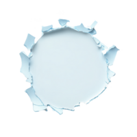 A torn paper hole with jagged edges reveals blank space, creating dynamic and intriguing visual effect. texture of ripped paper adds depth and interest to composition png