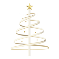 A minimalist Christmas tree design with golden star on top and spiral ribbon wrapping around, set against transparency background. elegant simplicity evokes festive and modern holiday spirit png