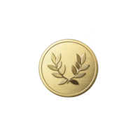 A gold coin with laurel wreath design symbolizes victory and achievement, often used in awards or commemorative events. coin shiny surface and intricate detailing add elegance png