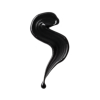A This features smooth, flowing black paint stroke on transparent background, resembling abstract shape or letter. texture is glossy and fluid, creating dynamic and artistic impression png