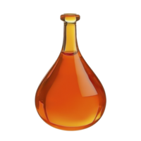 A sleek, amber glass bottle with rounded base and narrow neck, reflecting light beautifully. elegant design suggests it could be used for storing liquids like oils or spirits png