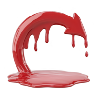 A This features glossy red arrow with dripping paint effect, creating dynamic and artistic appearance. arrow is curved and appears to be melting or flowing, adding sense of movement and creativity png