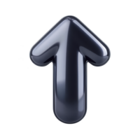A shiny, metallic 3D arrow pointing upwards, symbolizing direction or progress. arrow has smooth, reflective surface, giving it modern and sleek appearance png