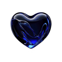 A glossy, abstract heart shape with swirling blue and black patterns, creating modern and artistic design. smooth, reflective surface adds sense of depth and elegance png