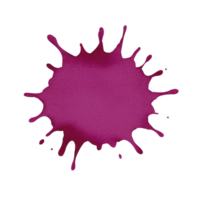 A vibrant magenta paint splatter with irregular edges creates dynamic and artistic effect, perfect for creative projects or backgrounds. bold color and shape add energy and interest png