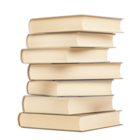 A stack of seven hardcover books with beige pages and no visible titles, symbolizing knowledge and education. books are neatly arranged, creating sense of order and learning png