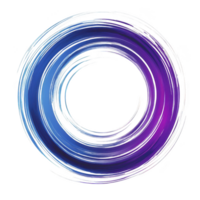 A vibrant circular design with dynamic blue and purple brush strokes creates sense of motion and energy. abstract pattern is visually striking and modern png