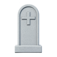 A gray tombstone with cross symbol stands solemnly, representing remembrance and respect. stone smooth surface and simple design evoke sense of peace and reflection png