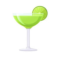A vibrant green cocktail in martini glass garnished with lime slice, perfect for refreshing summer drink. bright color and citrus accent create lively and inviting appearance png