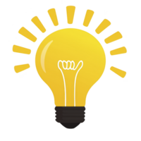 A bright yellow light bulb with hand inside symbolizes creativity and innovation. hand gesture adds playful touch, suggesting bright idea or inspiration png